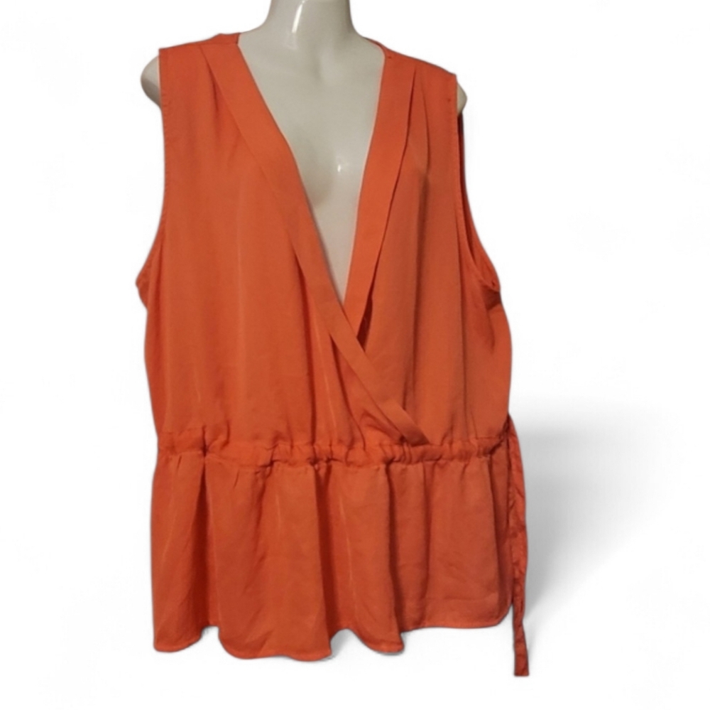 Ophelia & Co. Orange Sleeveless Wrap Blouse